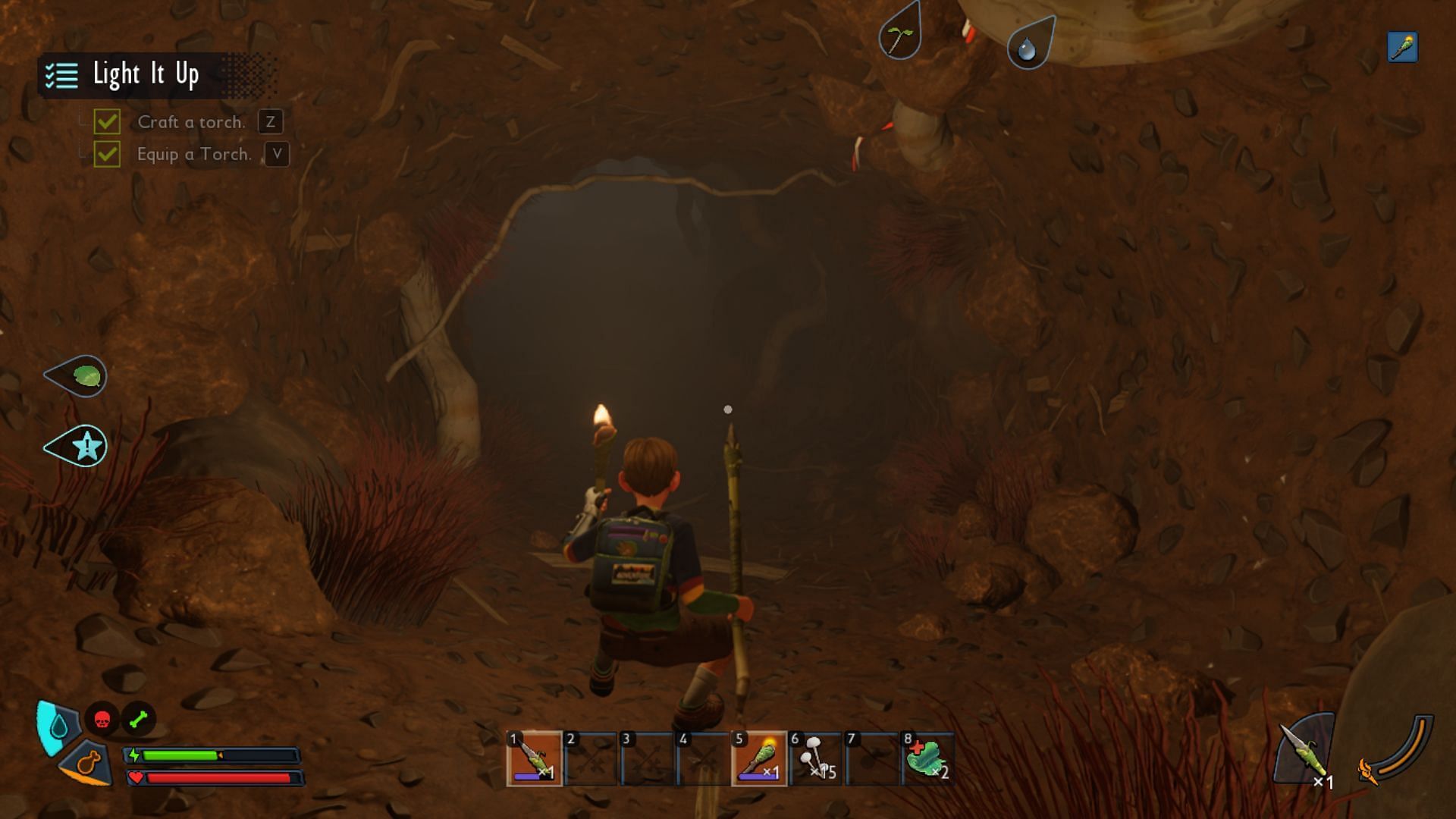 Torches are essential for exploring caves (Image via Obsidian Entertainment)